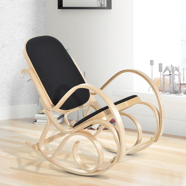 Poltrona a Dondolo in Legno Stile Classico Nero