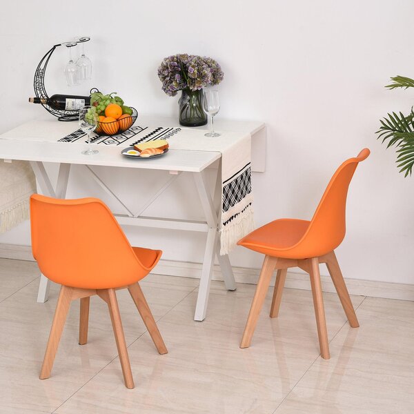Set 2 Sedie in Similpelle Gambe in Legno Arancioni