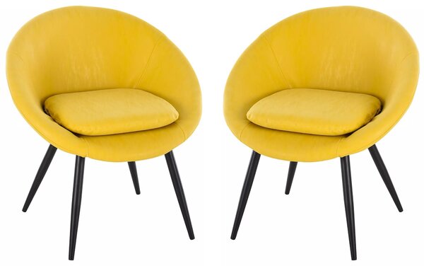 Set 2 Sedie in Metallo e Similpelle Giallo