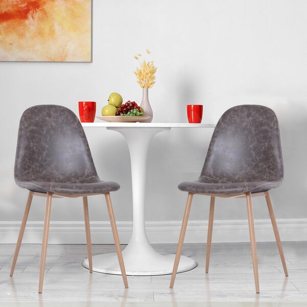 Set 2 Sedie da Pranzo Design Moderno in Similpelle con Gambe in Metallo Grigio
