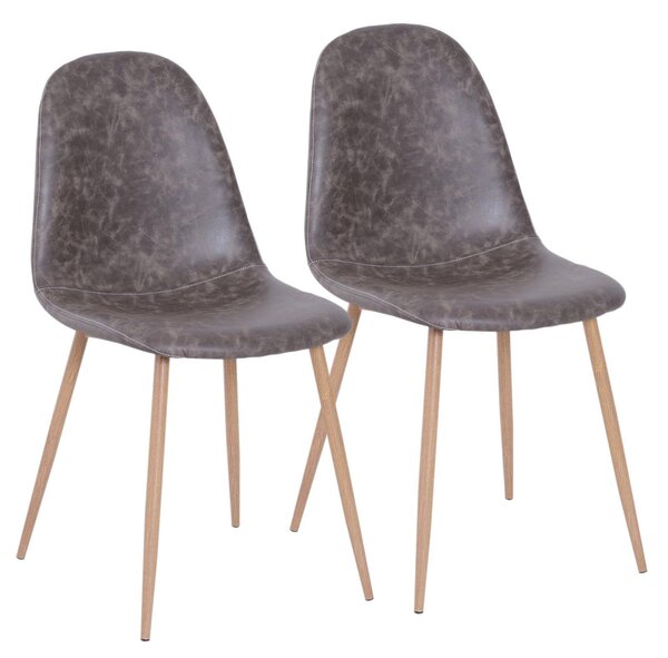 Set 2 Sedie da Pranzo Design Moderno in Similpelle con Gambe in Metallo Grigio