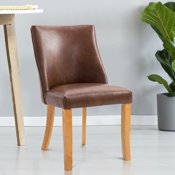 Sedia Imbottita Design Moderno in Pelle PU Marrone