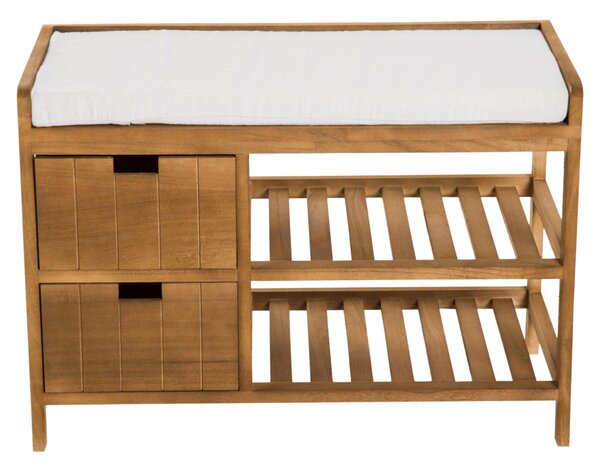 Panca Contenitore da Ingresso con Cassetti e Ripiani in Legno Chiaro 69x34x48 cm