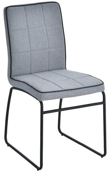 Set 2 Sedie imbottite in Acciaio e Tessuto Lino 44x55x88 cm Grigio Chiaro