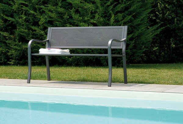 Panca 2 Posti 128x53x80 cm in Ferro Vorghini Lazise Antracite