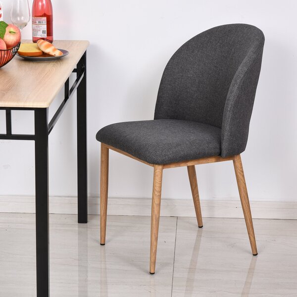 Set 2 Sedie imbottite in Acciaio e Poliestere 50x58x85 cm Grigie
