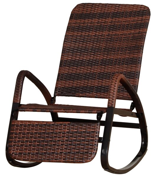 Sedia a Dondolo da Giardino Reclinabile e Pieghevole in Rattan Marrone