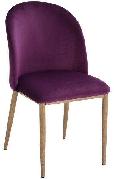 Set 2 Sedie imbottite in Velluto e Metallo Viola