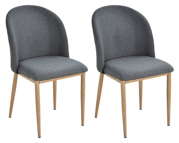 Set 2 Sedie imbottite in Acciaio e Poliestere 50x58x85 cm Grigie