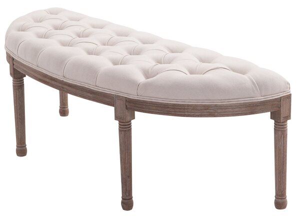 Panca Semicircolare Imbottita in Legno 140,5x51x48 cm Beige