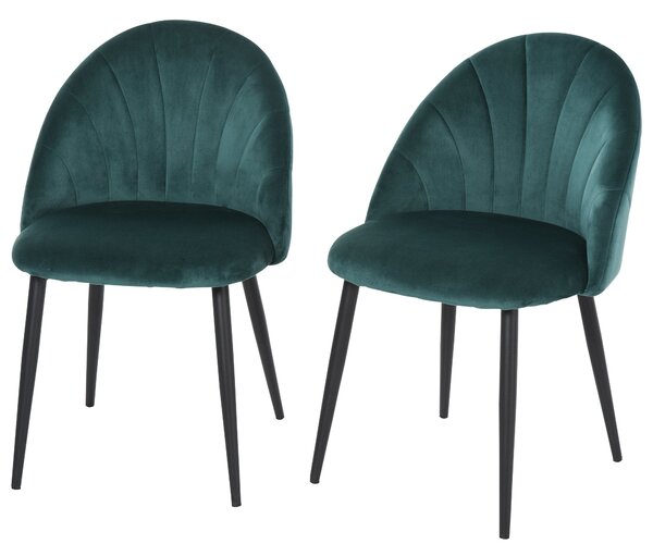 Set 2 Sedie Imbottite 50x54x79 cm in Velluto Verde