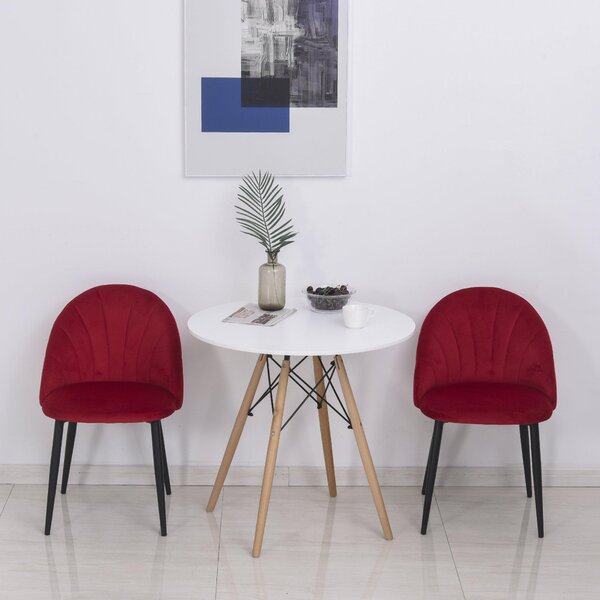 Set 2 Sedie Imbottite 50x54x79 cm in Velluto Rosso