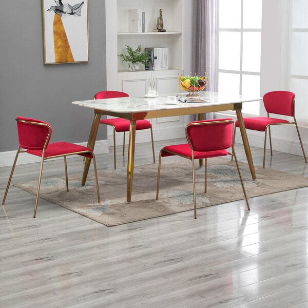 Set 4 Sedie in Metallo e Poliestere Rosse