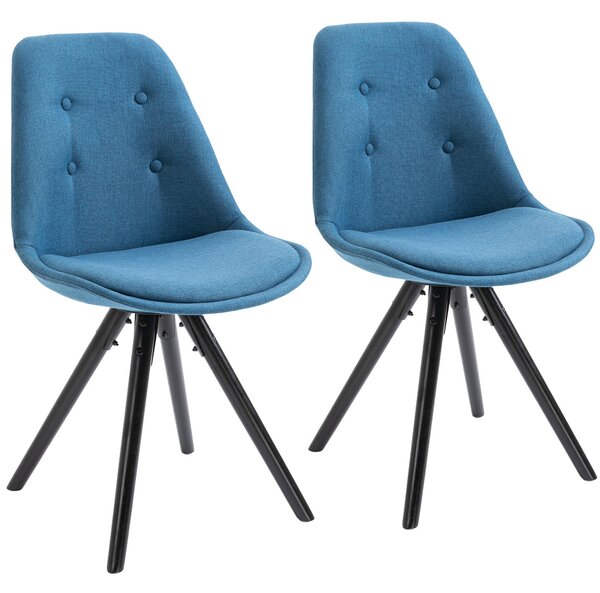 Set 2 Sedie Imbottite 48x56x87 cm in Tessuto Blu