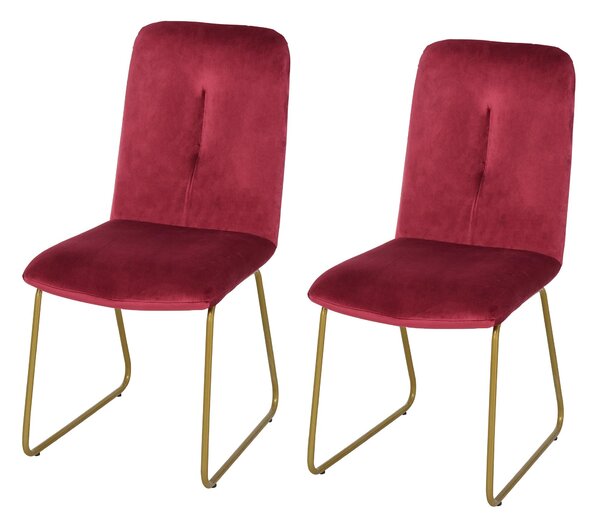 Set 2 Sedie Imbottite 44,5x59,5x91 cm in Flanella Rosse