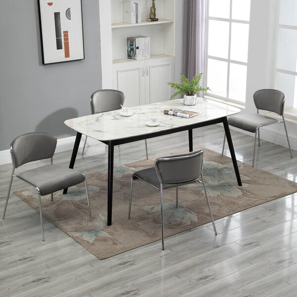 Set 4 Sedie in Metallo e Poliestere Grigie
