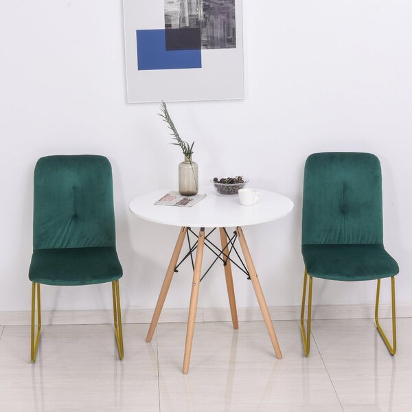 Set 2 Sedie Imbottite 44,5x59,5x91 cm in Flanella Verdi