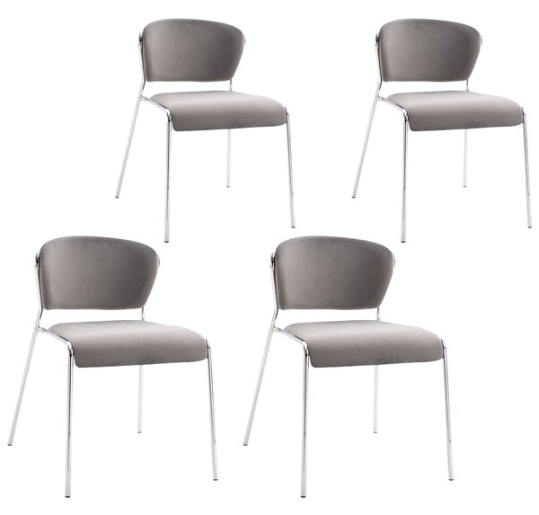 Set 4 Sedie in Metallo e Poliestere Grigie