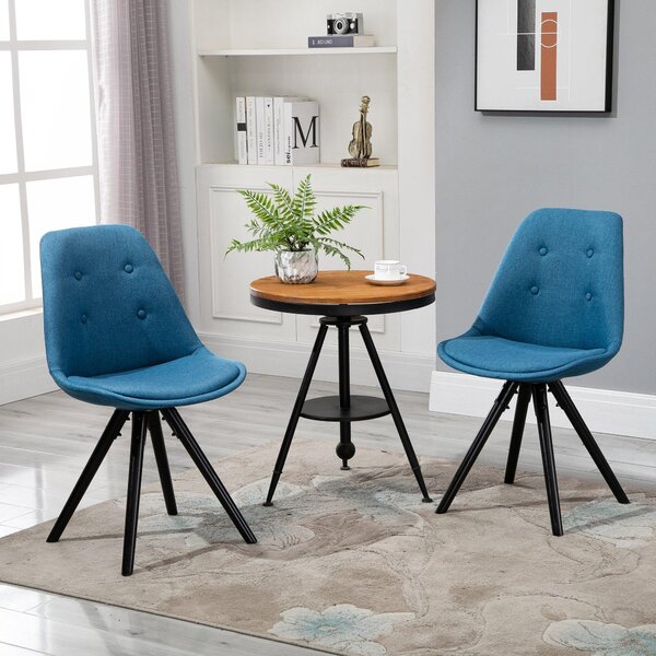 Set 2 Sedie Imbottite 48x56x87 cm in Tessuto Blu