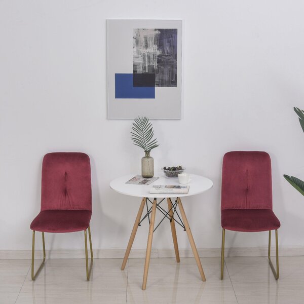 Set 2 Sedie Imbottite 44,5x59,5x91 cm in Flanella Rosse