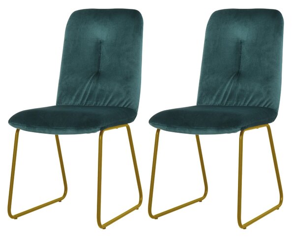 Set 2 Sedie Imbottite 44,5x59,5x91 cm in Flanella Verdi