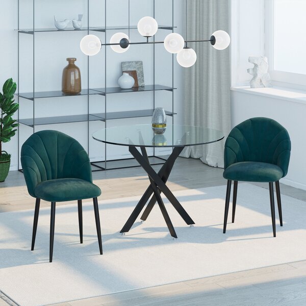 Set 2 Sedie Imbottite 50x54x79 cm in Velluto Verde