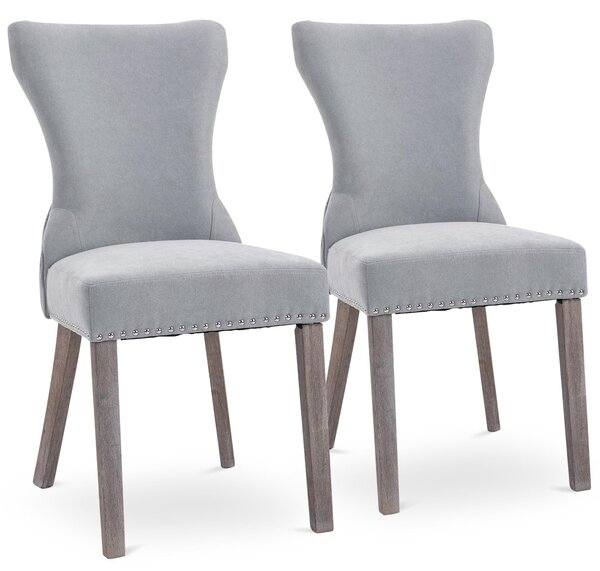 Set 2 Sedie Imbottite 45x66x92,5 cm in Tessuto Grigie