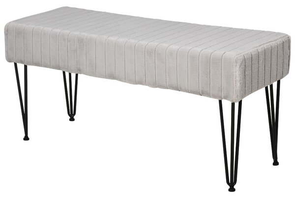 Panca Imbottita 2 Posti 118x42x56 cm in Tessuto e Metallo Grigia