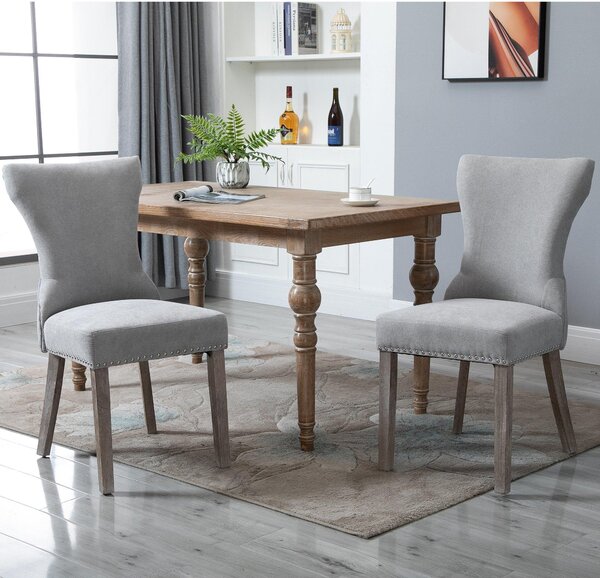 Set 2 Sedie Imbottite 45x66x92,5 cm in Tessuto Grigie