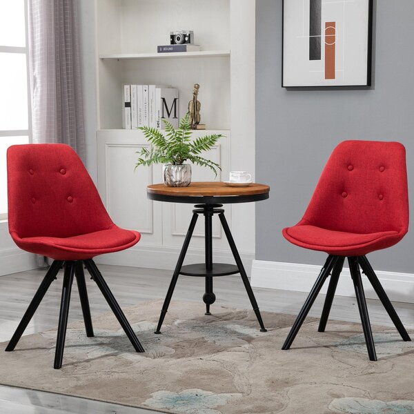 Set 2 Sedie Imbottite 48x56x87 cm in Tessuto Rosse