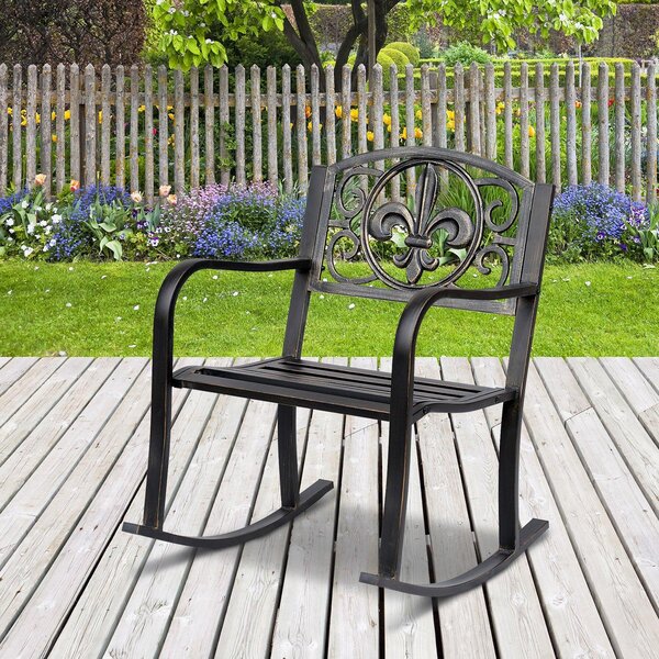 Sedia a Dondolo in Acciaio e Ghisa 60x73x85 cm Bronzo