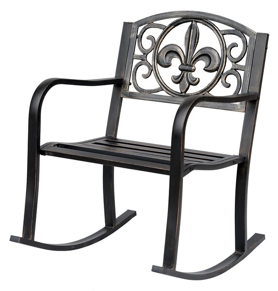 Sedia a Dondolo in Acciaio e Ghisa 60x73x85 cm Bronzo