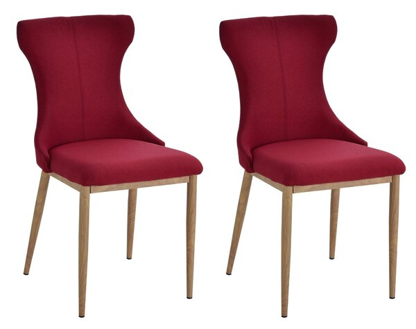 Set 2 Sedie imbottite in Acciaio e Poliestere 45x57,5x87,5 cm Rosse