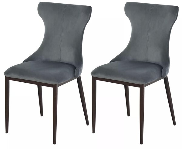 Set 2 Sedie imbottite in Metallo e Poliestere 45x57,5x87,5 cm Grigio Scuro