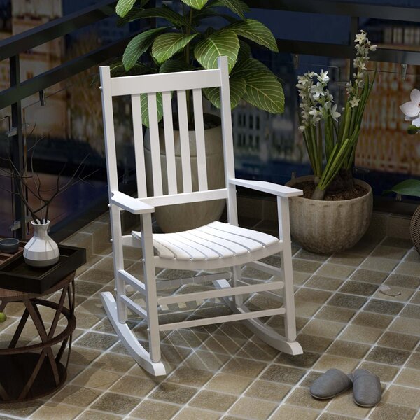 Sedia a Dondolo in Legno 69x86x115 cm Bianco