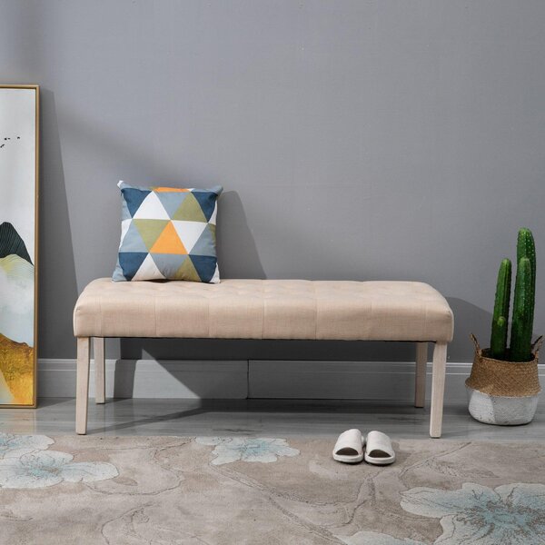 Panca in Tessuto Poliestere 133x 49x50 cm Beige