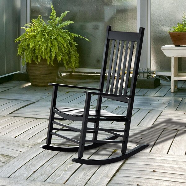 Sedia a Dondolo in Legno 69x86x115 cm Nero