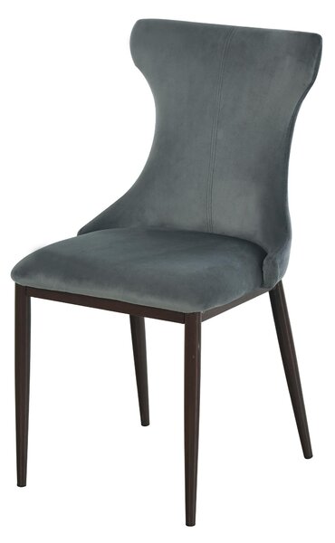 Set 2 Sedie imbottite in Metallo e Poliestere 45x57,5x87,5 cm Grigio Scuro