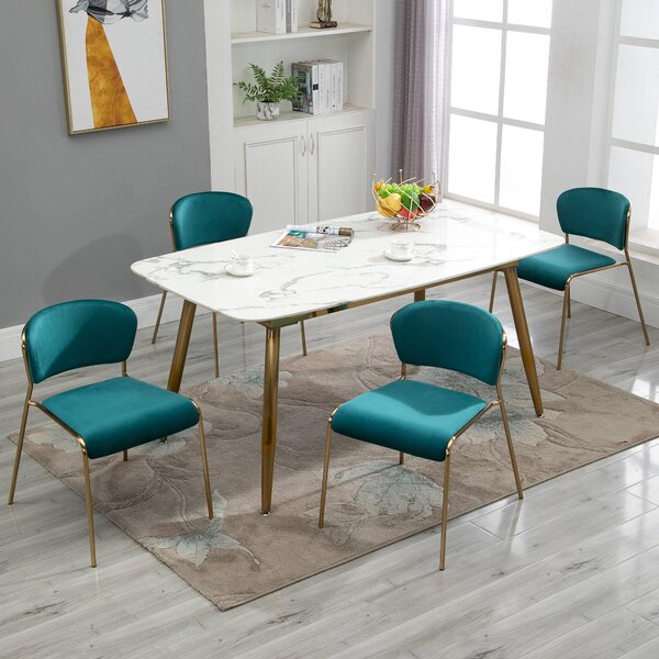 Set 4 Sedie in Metallo e Poliestere Verde