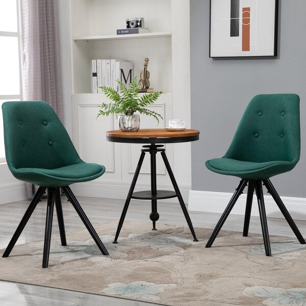 Set 2 Sedie Imbottite 48x56x87 cm in Tessuto Verdi