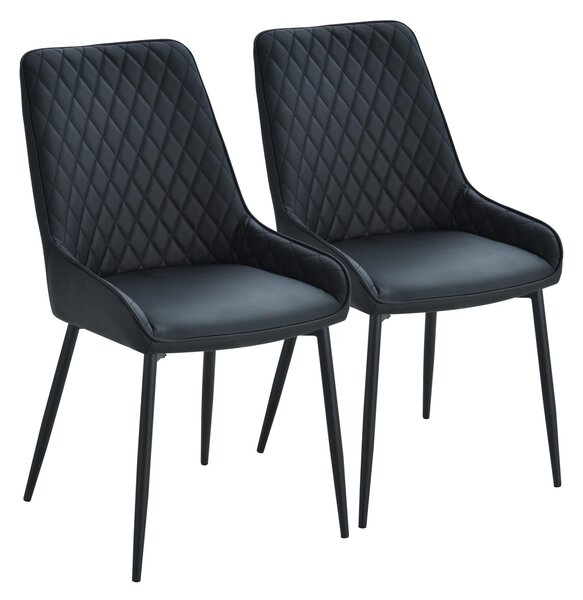 Set 2 Sedie Imbottite 49x60x89 cm in Similpelle Nere