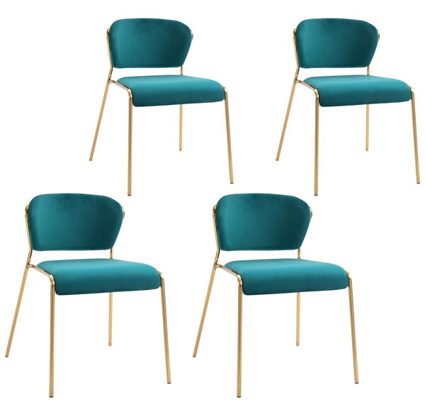 Set 4 Sedie in Metallo e Poliestere Verde