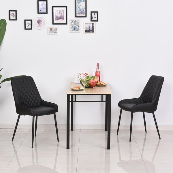 Set 2 Sedie Imbottite 49x60x89 cm in Similpelle Nere