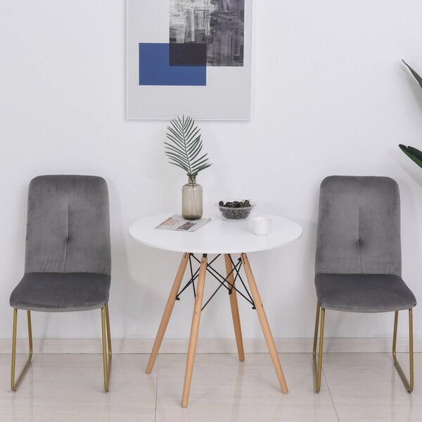 Set 2 Sedie Imbottite 44,5x59,5x91 cm in Flanella Grigie