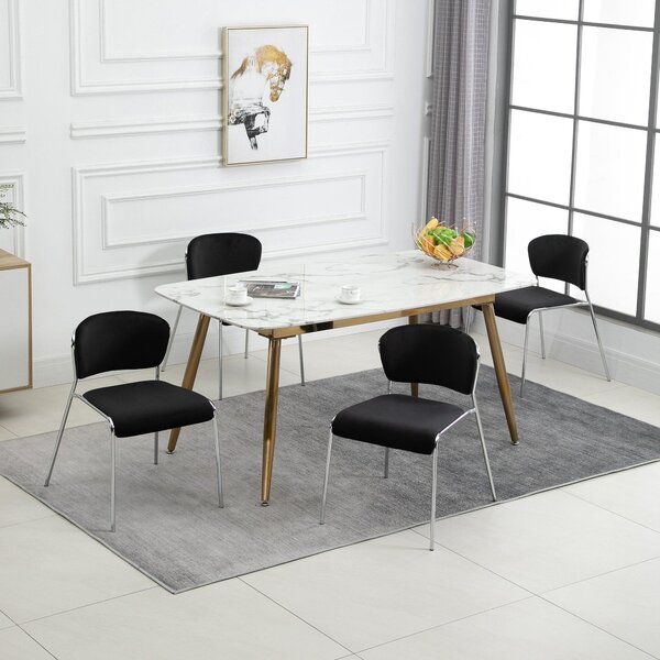 Set 4 Sedie in Metallo e Poliestere Nere