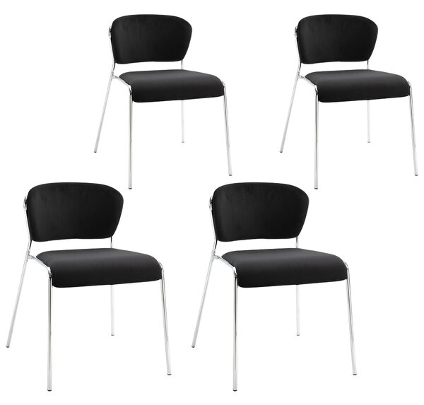 Set 4 Sedie in Metallo e Poliestere Nere