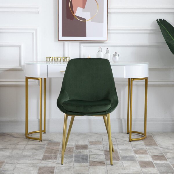Sedia Imbottita 49x57,5x81 cm in Tessuto Vellutato Verde