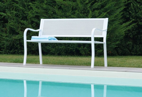 Panca 2 Posti 128x53x80 cm in Ferro Vorghini Lazise Bianca