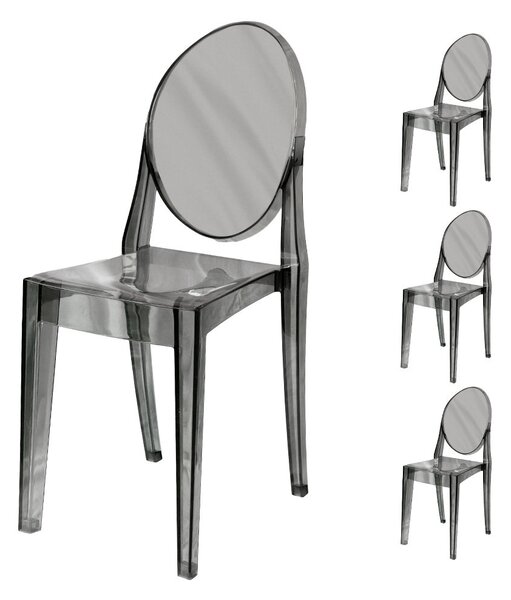 Set 4 Sedie 38x46x90,5 cm in Policarbonato da Interno Elizabet Grigio Fume