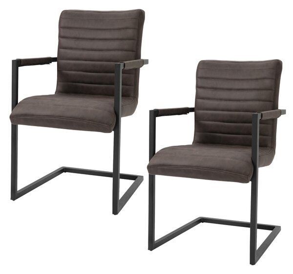 Set 2 Sedie Imbottite 63x53x90 cm in Poliestere Marrone